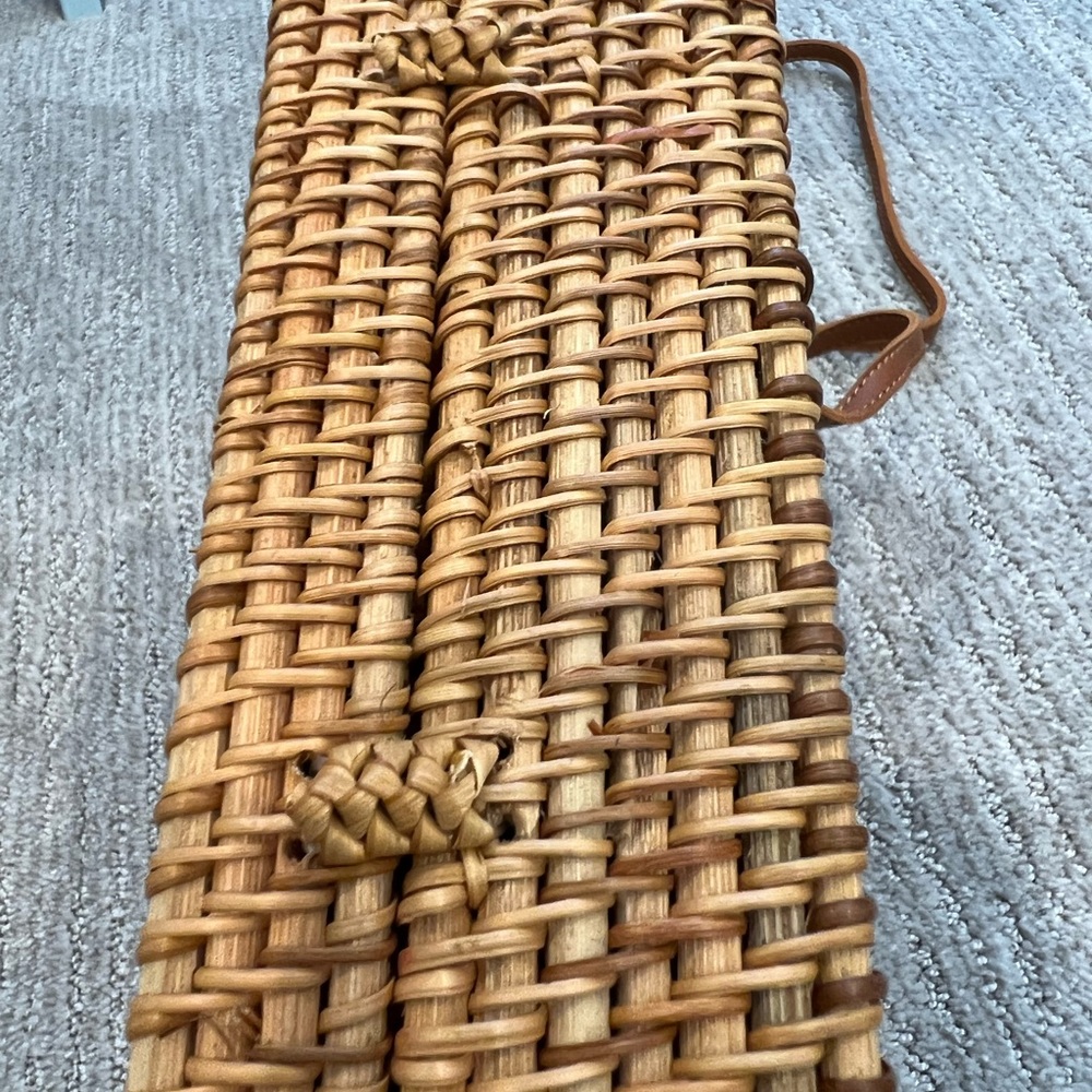 Retro Straw Bag Boho Vintage Rectangular Crossbody Purse Rattan - Picture 3 of 3